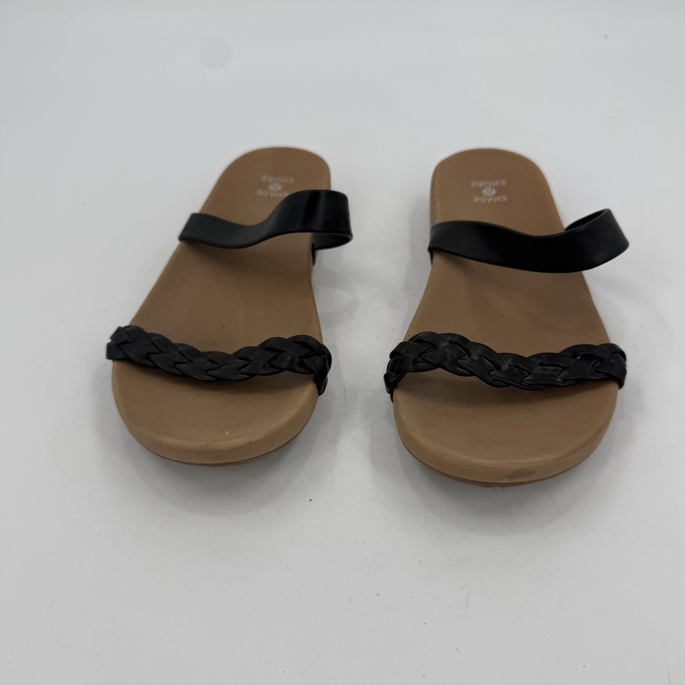 Shade & Shore Women's Size 8 Black Braided Slide Sandals Slip On Casual